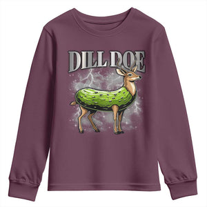Dill Doe Youth Sweatshirt Funny Adult Humor Pickle Deer Bootleg Graphic 90s TS10 Maroon Print Your Wear