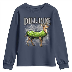 Dill Doe Youth Sweatshirt Funny Adult Humor Pickle Deer Bootleg Graphic 90s TS10 Navy Print Your Wear