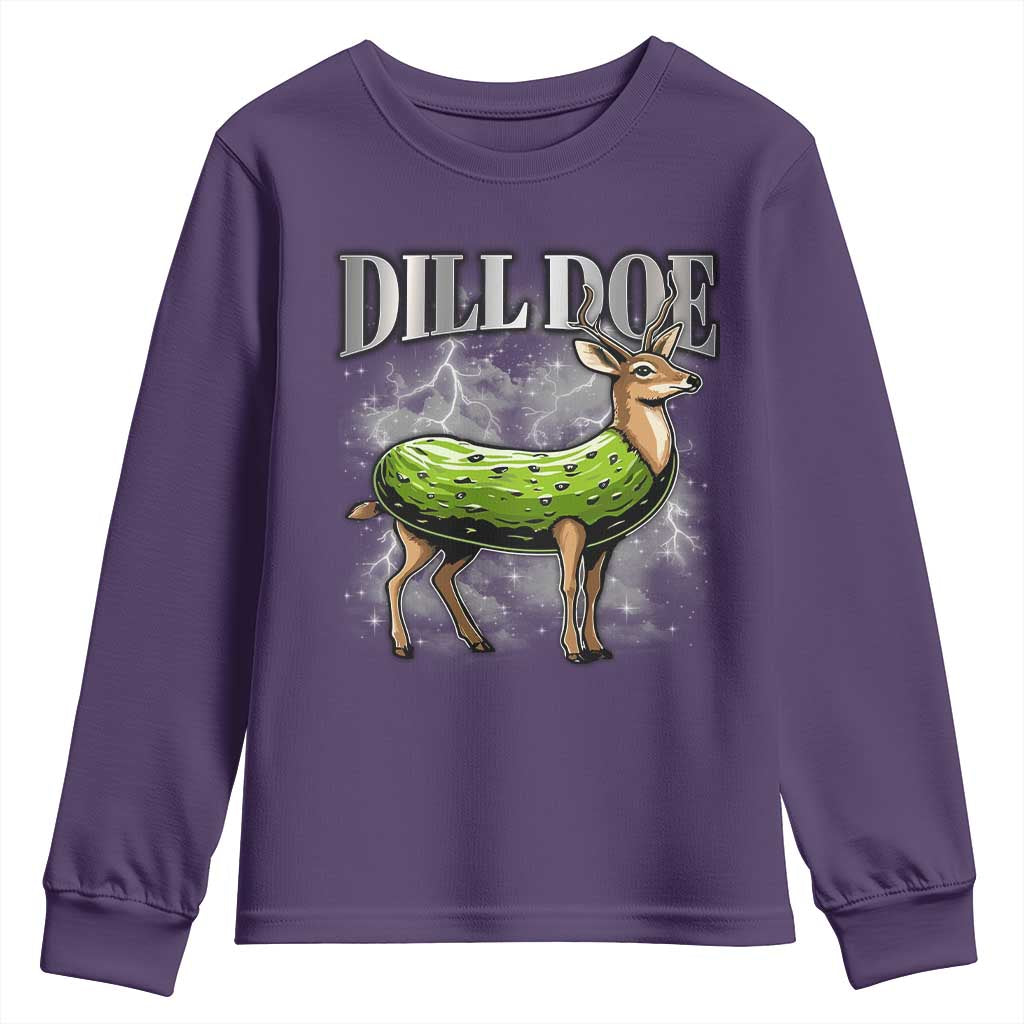 Dill Doe Youth Sweatshirt Funny Adult Humor Pickle Deer Bootleg Graphic 90s TS10 Purple Print Your Wear