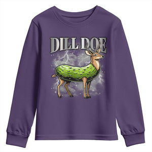 Dill Doe Youth Sweatshirt Funny Adult Humor Pickle Deer Bootleg Graphic 90s TS10 Purple Print Your Wear