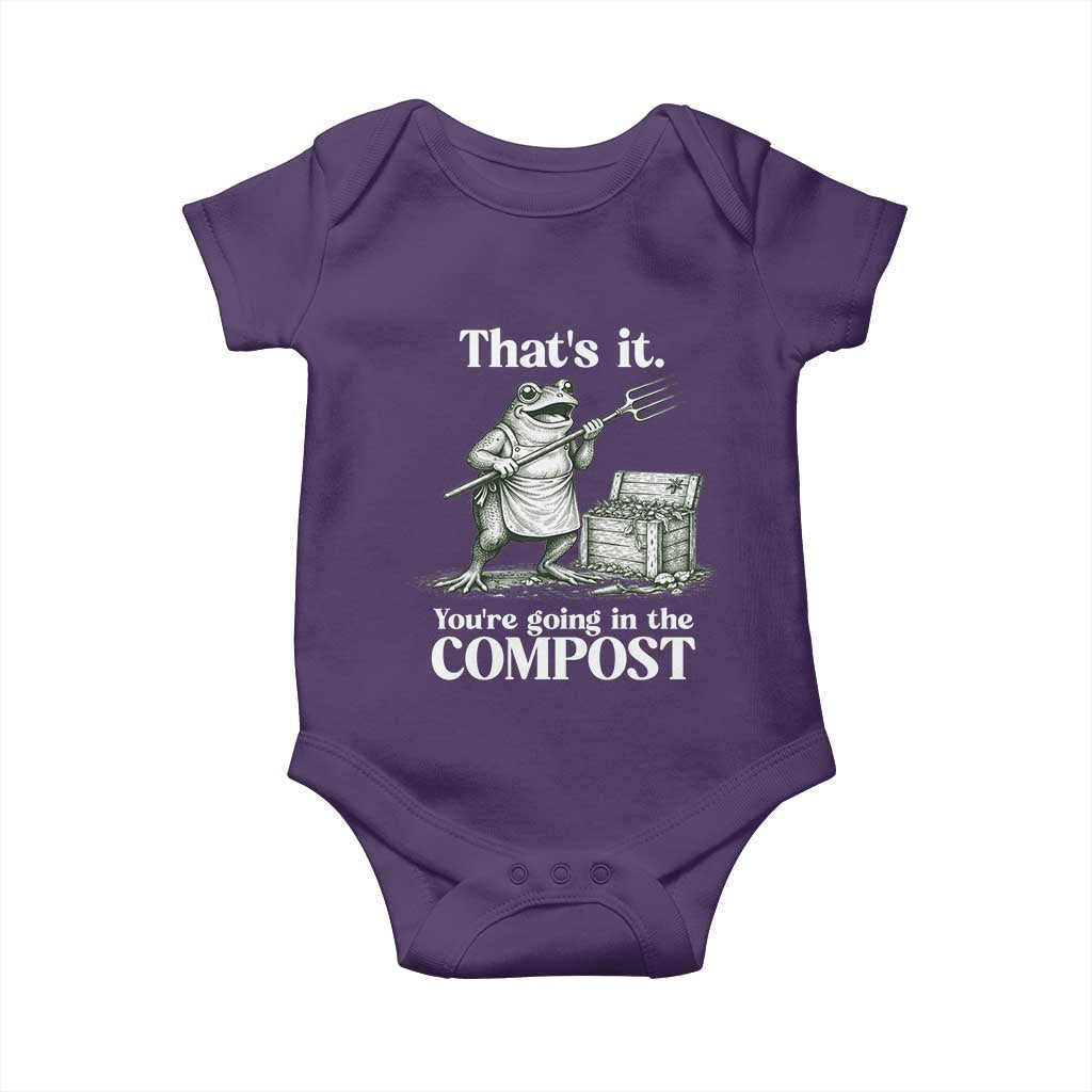 Frog Gardening Funny Baby Onesie Thats It Youre Going in The Compost Compost Sarcastic TS10 Purple Print Your Wear