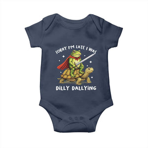 Silly Goose Baby Onesie Sorry Im Late I Was Dilly Dallying TS10 Navy Print Your Wear
