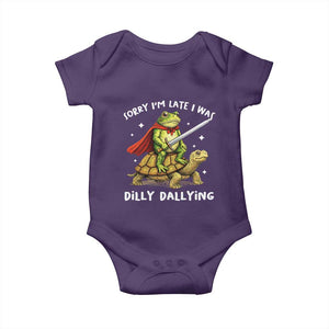 Silly Goose Baby Onesie Sorry Im Late I Was Dilly Dallying TS10 Purple Print Your Wear