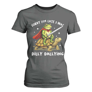 Silly Goose T Shirt For Women Sorry Im Late I Was Dilly Dallying TS10 Dark Heather Print Your Wear