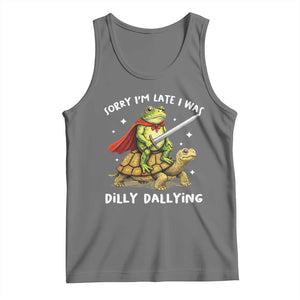 Silly Goose Tank Top Sorry Im Late I Was Dilly Dallying TS10 Black Heather Print Your Wear