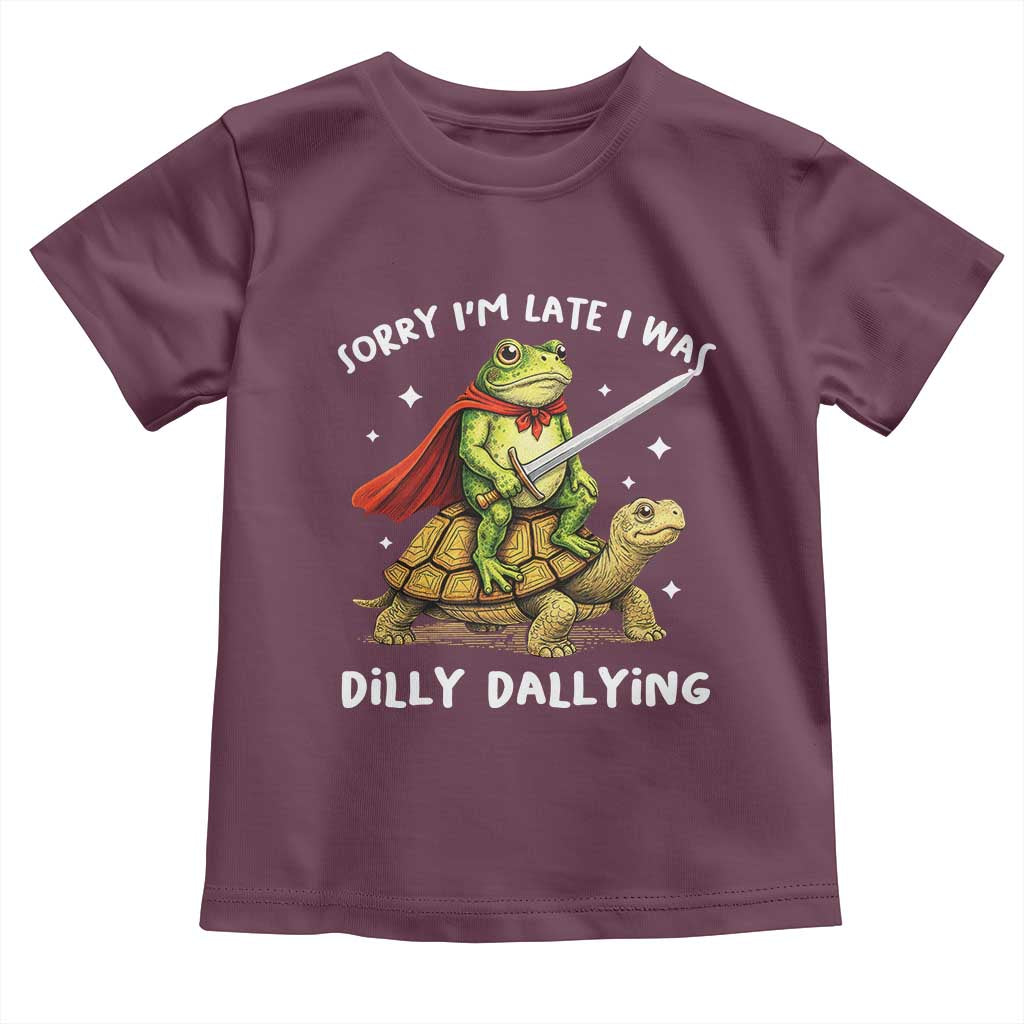 Silly Goose Toddler T Shirt Sorry Im Late I Was Dilly Dallying TS10 Maroon Print Your Wear