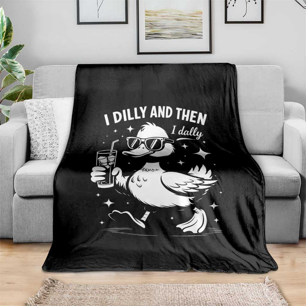 I Dilly And Then I Dally Throw Blanket Retro Duck Funny Animal Meme TS10 Print Your Wear