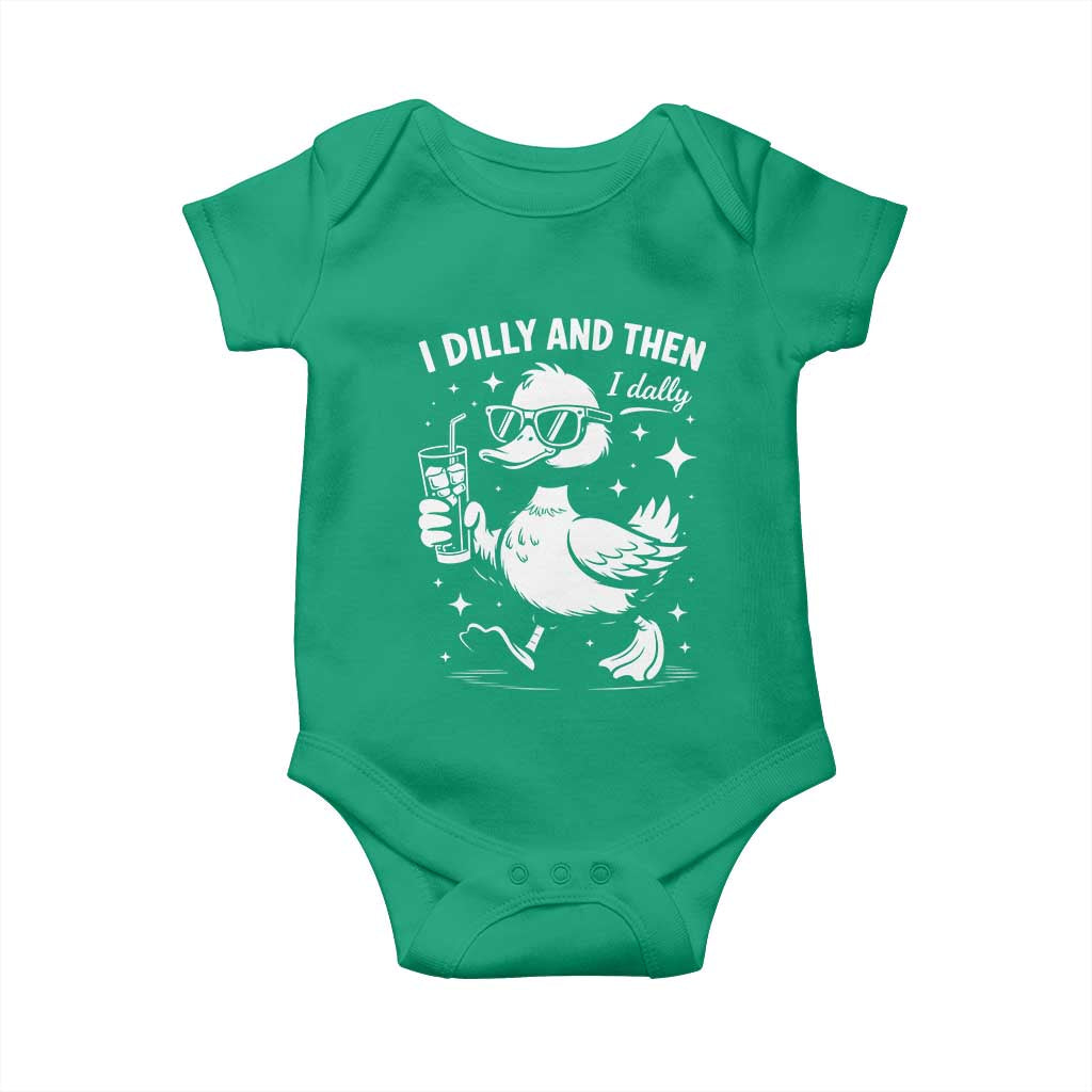 I Dilly And Then I Dally Baby Onesie Retro Duck Funny Animal Meme TS10 Irish Green Print Your Wear