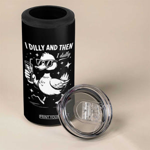 I Dilly And Then I Dally 4 in 1 Can Cooler Tumbler Retro Duck Funny Animal Meme TS10 Print Your Wear