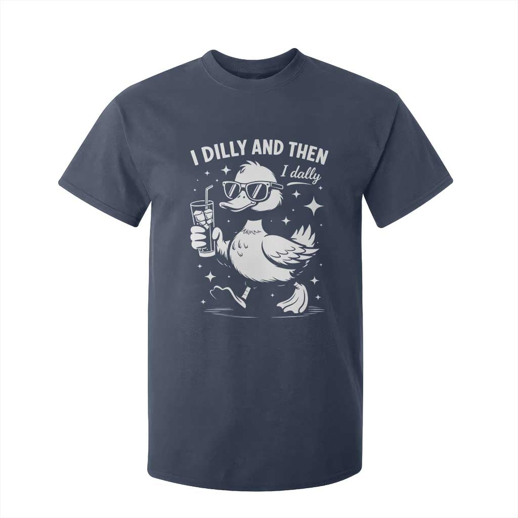 I Dilly And Then I Dally T Shirt For Kid Retro Duck Funny Animal Meme TS10 Navy Print Your Wear