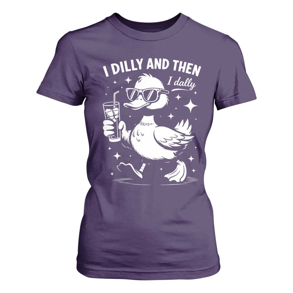 I Dilly And Then I Dally T Shirt For Women Retro Duck Funny Animal Meme TS10 Purple Print Your Wear