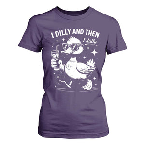 I Dilly And Then I Dally T Shirt For Women Retro Duck Funny Animal Meme TS10 Purple Print Your Wear