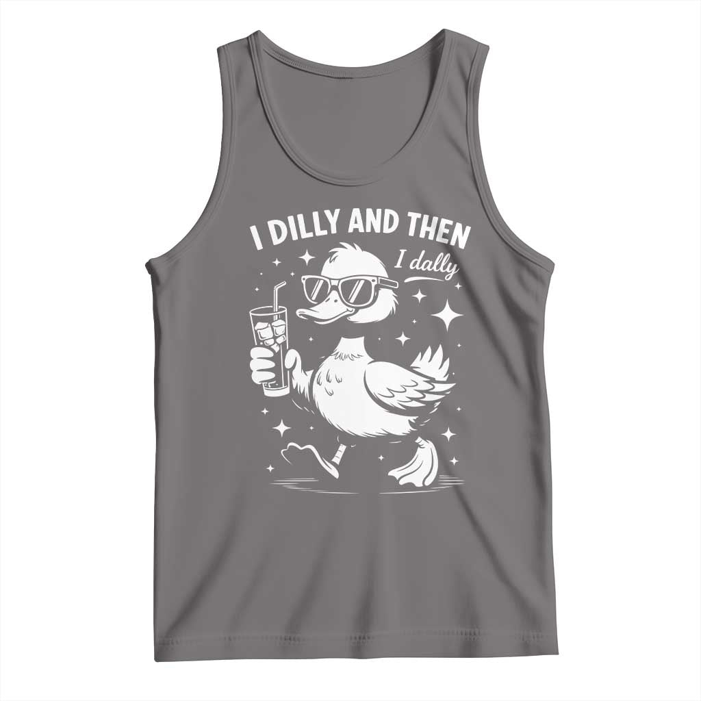 I Dilly And Then I Dally Tank Top Retro Duck Funny Animal Meme TS10 Deep Heather Print Your Wear