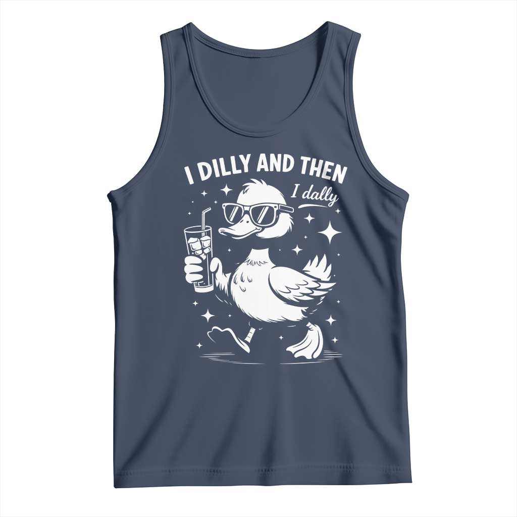 I Dilly And Then I Dally Tank Top Retro Duck Funny Animal Meme TS10 Navy Print Your Wear