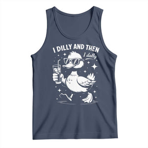 I Dilly And Then I Dally Tank Top Retro Duck Funny Animal Meme TS10 Navy Print Your Wear