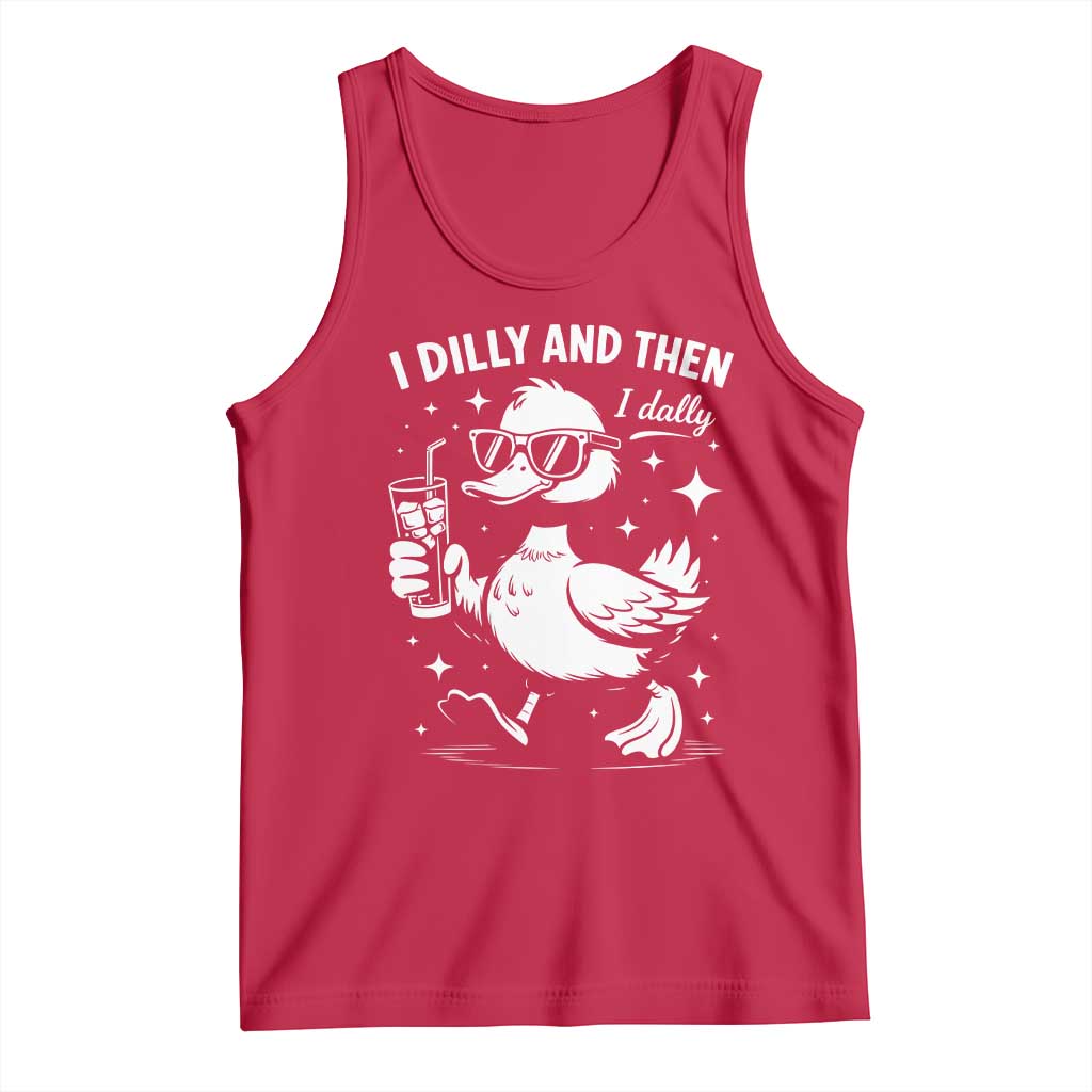 I Dilly And Then I Dally Tank Top Retro Duck Funny Animal Meme TS10 Red Print Your Wear
