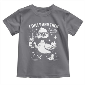 I Dilly And Then I Dally Toddler T Shirt Retro Duck Funny Animal Meme TS10 Charcoal Print Your Wear