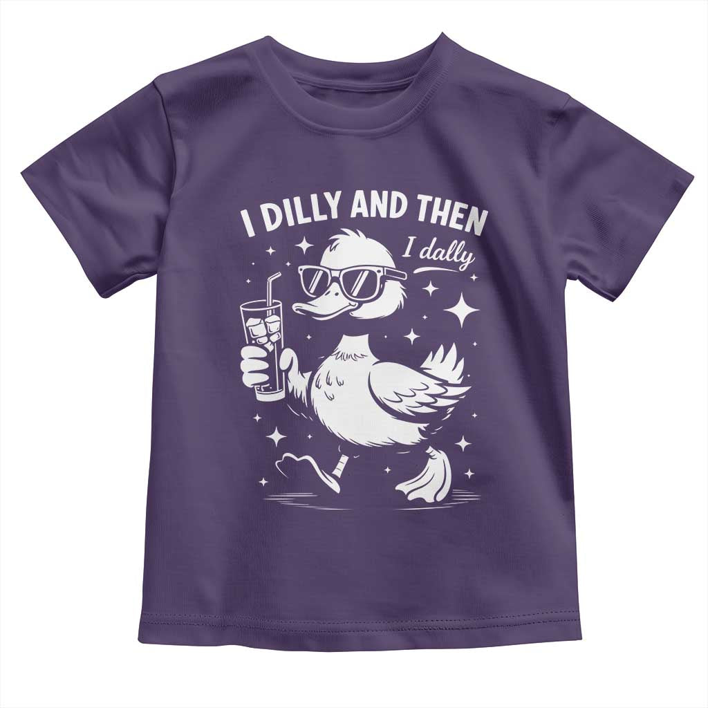 I Dilly And Then I Dally Toddler T Shirt Retro Duck Funny Animal Meme TS10 Purple Print Your Wear