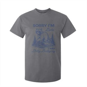 Raccoon Dilly Dallying T Shirt For Kid Funny Sorry Im Late Silly Animal TS10 Charcoal Print Your Wear
