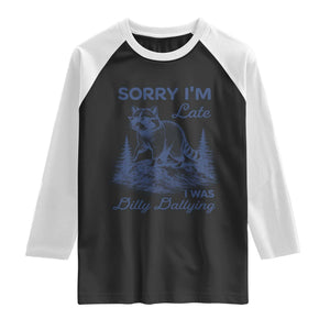 Raccoon Dilly Dallying Raglan Shirt Funny Sorry Im Late Silly Animal TS10 Black White Print Your Wear