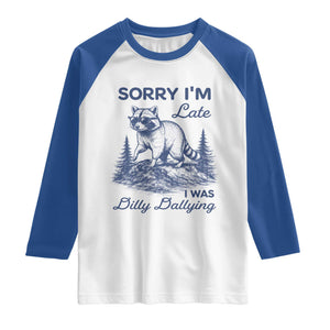 Raccoon Dilly Dallying Raglan Shirt Funny Sorry Im Late Silly Animal TS10 White Royal Print Your Wear