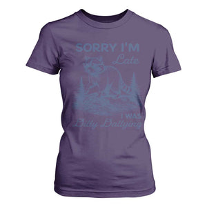 Raccoon Dilly Dallying T Shirt For Women Funny Sorry Im Late Silly Animal TS10 Purple Print Your Wear