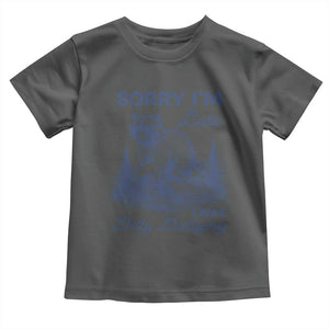 Raccoon Dilly Dallying Toddler T Shirt Funny Sorry Im Late Silly Animal TS10 Dark Heather Print Your Wear