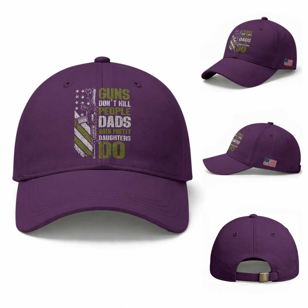 Funny Girl Dad Baseball Cap Guns Dont Kill People Dads With Pretty Daughters Do American Flag TS10 Baseball Cap Universal Fit Purple Print Your Wear