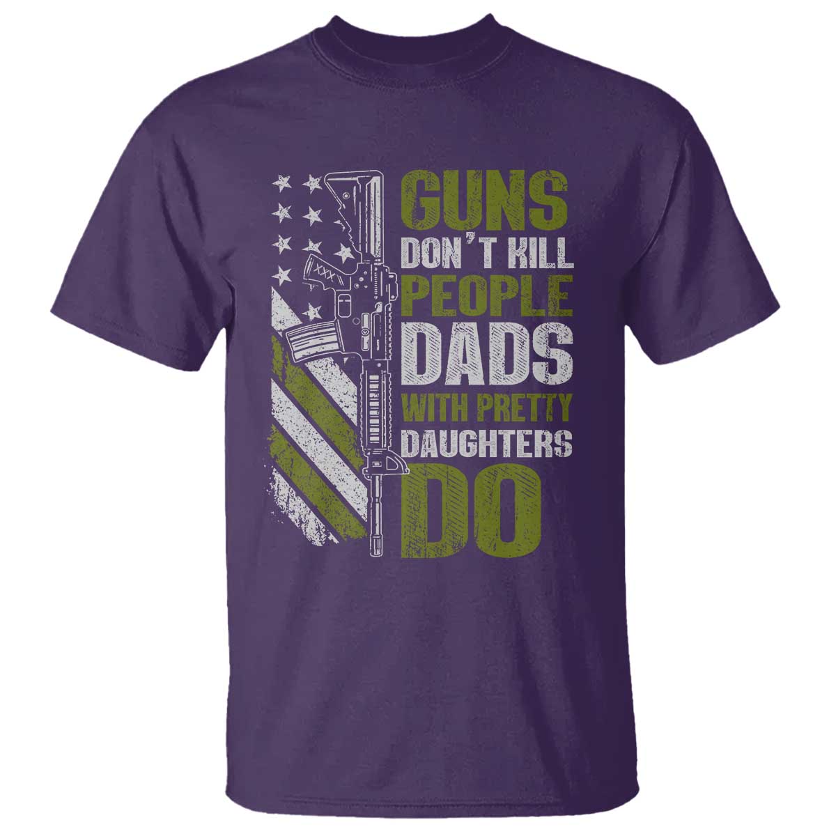 Funny Girl Dad T Shirt Guns Dont Kill People Dads With Pretty Daughters Do American Flag TS10 Purple Print Your Wear