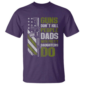 Funny Girl Dad T Shirt Guns Dont Kill People Dads With Pretty Daughters Do American Flag TS10 Purple Print Your Wear