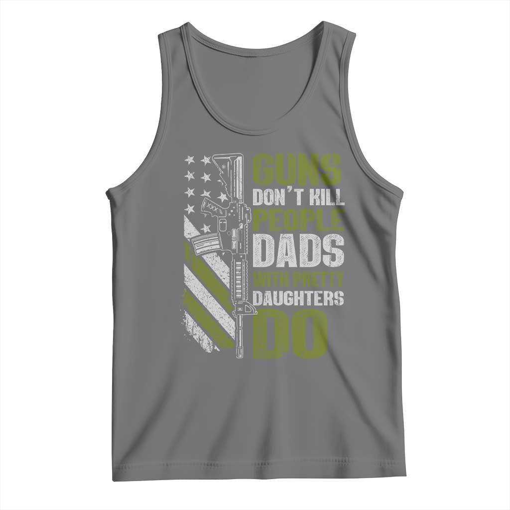 Funny Girl Dad Tank Top Guns Dont Kill People Dads With Pretty Daughters Do American Flag TS10 Black Heather Print Your Wear