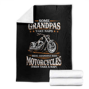 Biker Grandpa Throw Blanket Some Grandpas Take Naps Real Grandpas Ride Motorcycles TS10 Black Print Your Wear