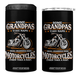 Biker Grandpa 4 in 1 Can Cooler Tumbler Some Grandpas Take Naps Real Grandpas Ride Motorcycles TS10 One Size: 16 oz Black Print Your Wear