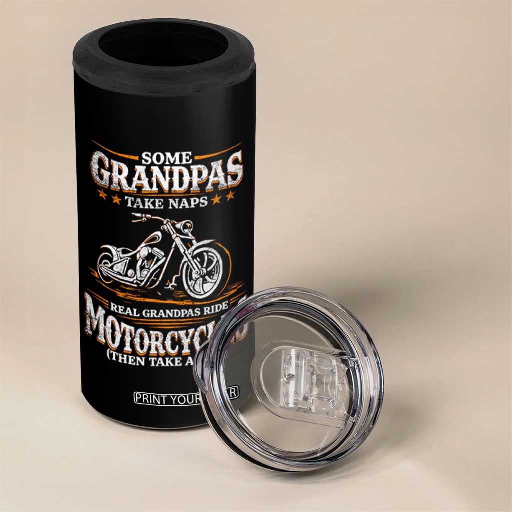 Biker Grandpa 4 in 1 Can Cooler Tumbler Some Grandpas Take Naps Real Grandpas Ride Motorcycles TS10 Print Your Wear