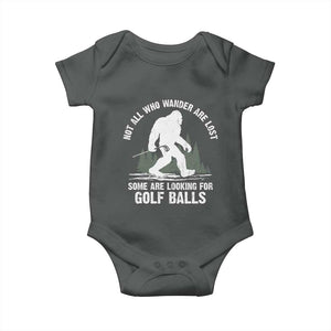 Not All Who Wander Are Lost Bigfoot Looking For Golf Balls Baby Onesie Vintage Golfs Lover Sasquatch Golfing TS10 Dark Heather Print Your Wear