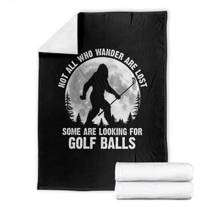 Not All Who Wander Are Lost Bigfoot Looking For Golf Balls Throw Blanket Vintage Golfs Lover Sasquatch Golfing Full Moon TS10 Black Print Your Wear