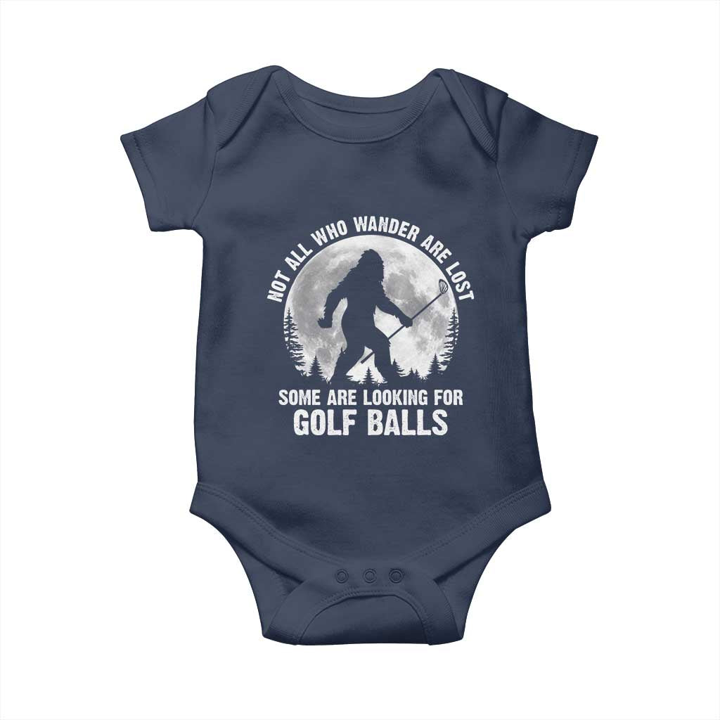 Not All Who Wander Are Lost Bigfoot Looking For Golf Balls Baby Onesie Vintage Golfs Lover Sasquatch Golfing Full Moon TS10 Navy Print Your Wear