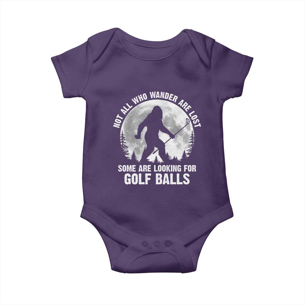 Not All Who Wander Are Lost Bigfoot Looking For Golf Balls Baby Onesie Vintage Golfs Lover Sasquatch Golfing Full Moon TS10 Purple Print Your Wear