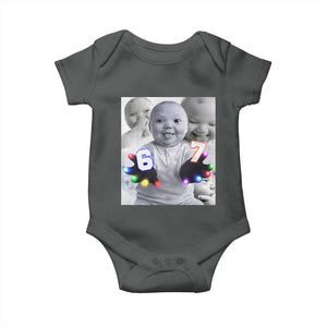 Gloving Niche 67 Ai Baby Meme Baby Onesie Six Seven Hand Funny Laughing Baby TS10 Dark Heather Print Your Wear