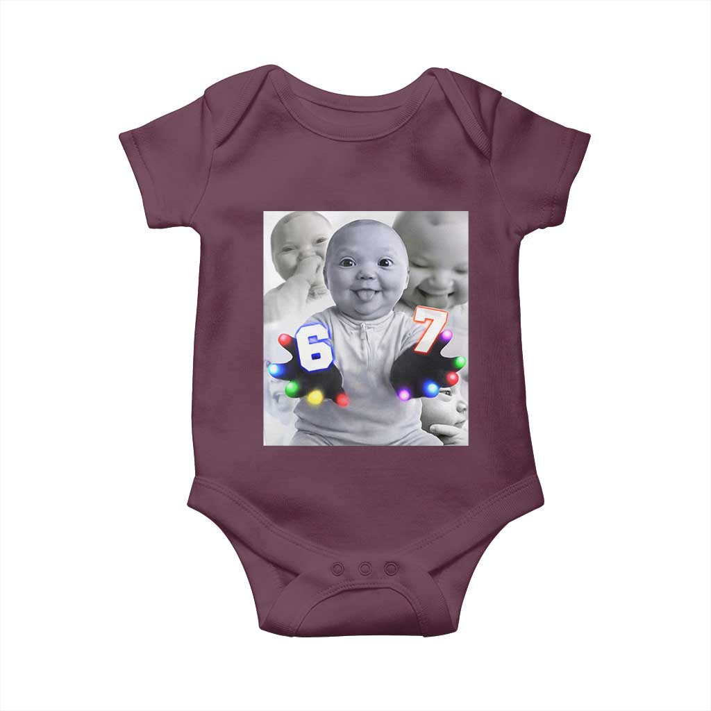 Gloving Niche 67 Ai Baby Meme Baby Onesie Six Seven Hand Funny Laughing Baby TS10 Maroon Print Your Wear