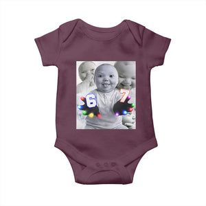 Gloving Niche 67 Ai Baby Meme Baby Onesie Six Seven Hand Funny Laughing Baby TS10 Maroon Print Your Wear