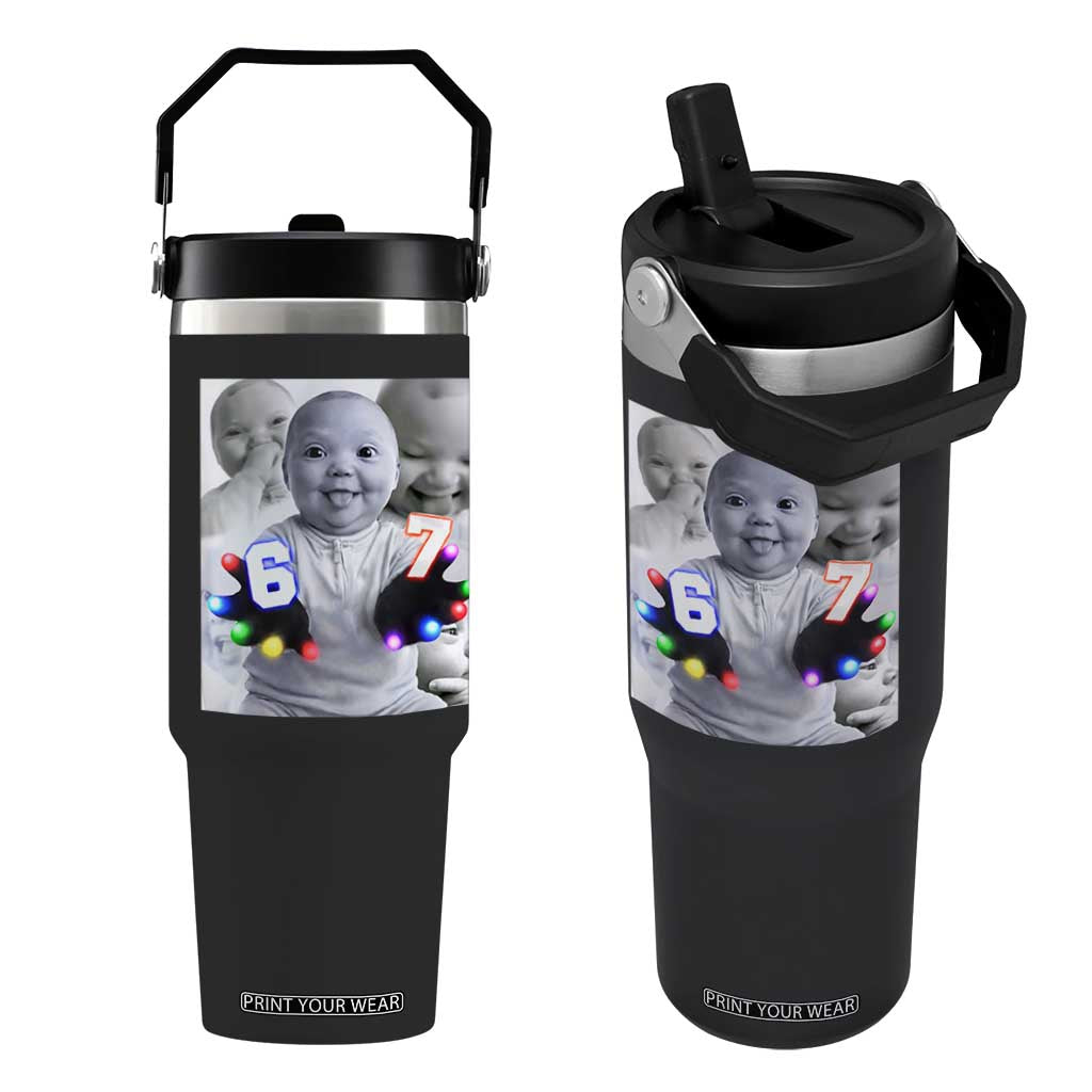Gloving Niche 67 Ai Baby Meme Flip Straw Tumbler Six Seven Hand Funny Laughing Baby TS10 One Size: 30 oz Black Print Your Wear