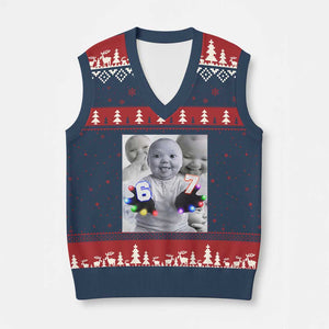 Gloving Niche 67 Ai Baby Meme V-Neck Knit Sweater Vest Six Seven Hand Funny Laughing Baby TS10 Navy Red Print Your Wear