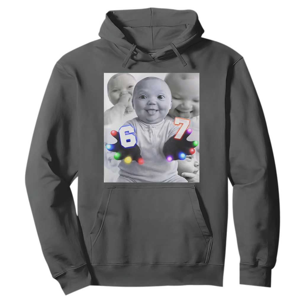 Gloving Niche 67 Ai Baby Meme Hoodie Six Seven Hand Funny Laughing Baby TS10 Dark Heather Print Your Wear