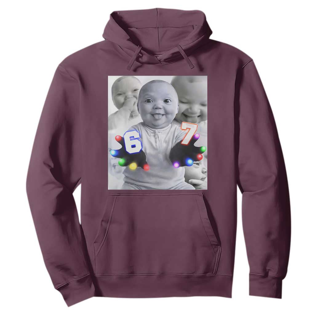 Gloving Niche 67 Ai Baby Meme Hoodie Six Seven Hand Funny Laughing Baby TS10 Maroon Print Your Wear