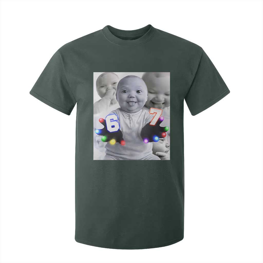 Gloving Niche 67 Ai Baby Meme T Shirt For Kid Six Seven Hand Funny Laughing Baby TS10 Dark Forest Green Print Your Wear
