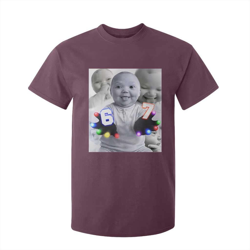 Gloving Niche 67 Ai Baby Meme T Shirt For Kid Six Seven Hand Funny Laughing Baby TS10 Maroon Print Your Wear