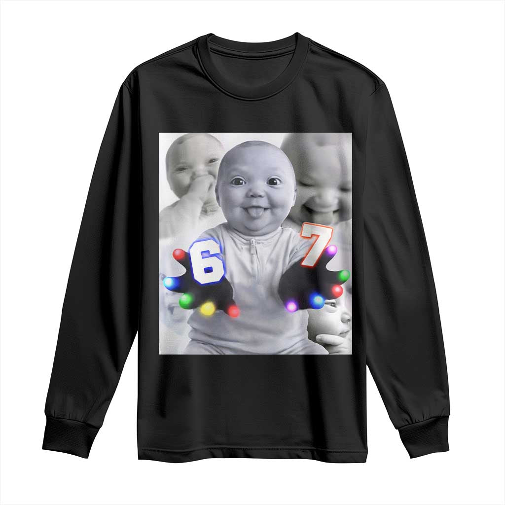 Gloving Niche 67 Ai Baby Meme Long Sleeve Shirt Six Seven Hand Funny Laughing Baby TS10 Black Print Your Wear