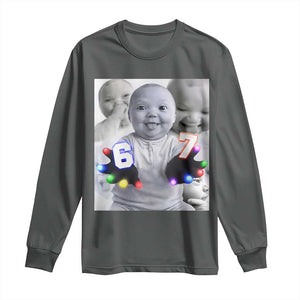 Gloving Niche 67 Ai Baby Meme Long Sleeve Shirt Six Seven Hand Funny Laughing Baby TS10 Dark Heather Print Your Wear