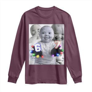 Gloving Niche 67 Ai Baby Meme Long Sleeve Shirt Six Seven Hand Funny Laughing Baby TS10 Maroon Print Your Wear